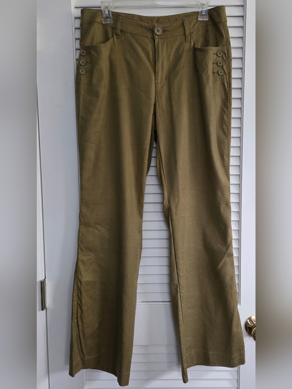 CAbi Charlie Trouser Olive Green Linen Pants